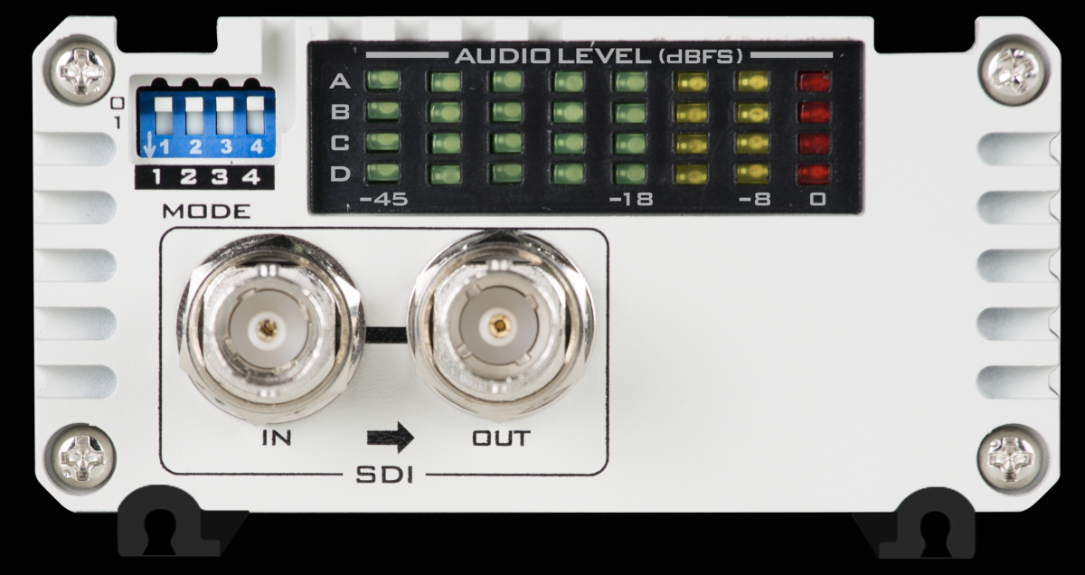 SMPTE和 EBU Audio level 切换，并可使用DIP SWITCH切换